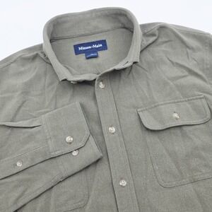 Mizzen+Main City Flannel Shirt Solid Green Men's Large Trim Fit Button Down